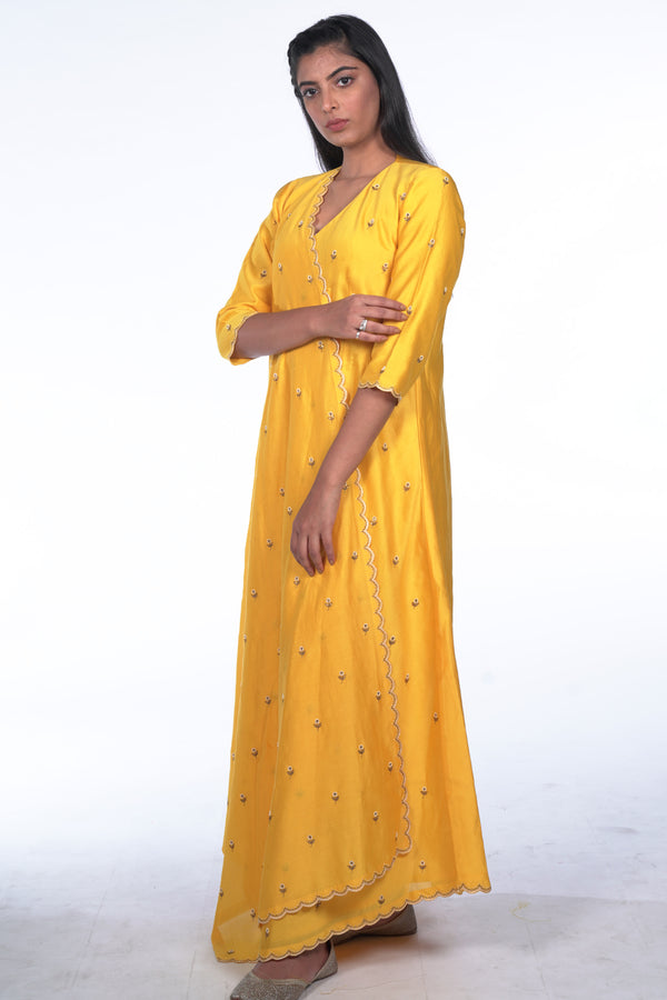 Yellow Asymmetric Flared Kurta