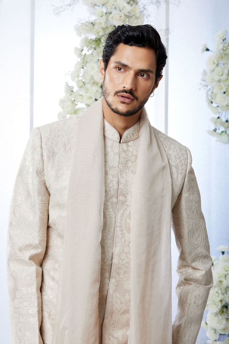 Ivory Sequin Sherwani Set