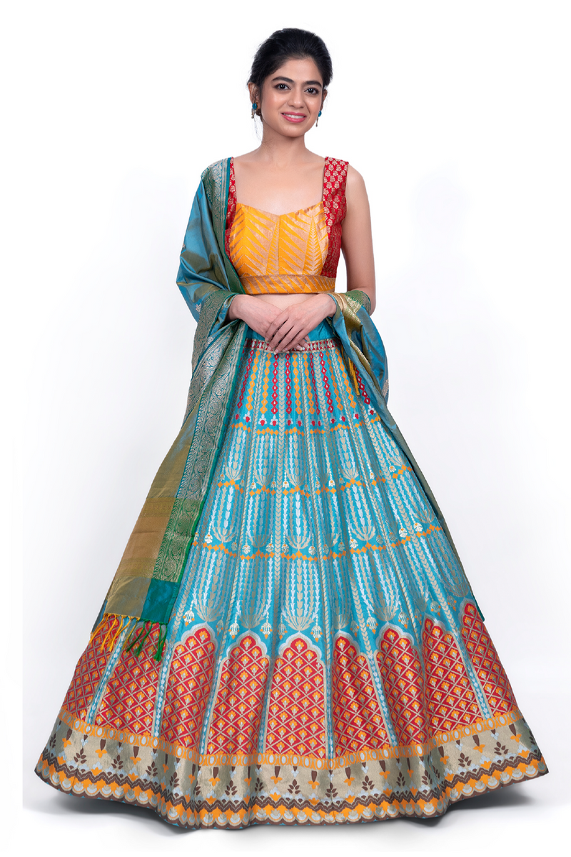 Jhumka Lehenga Cerulean Blue