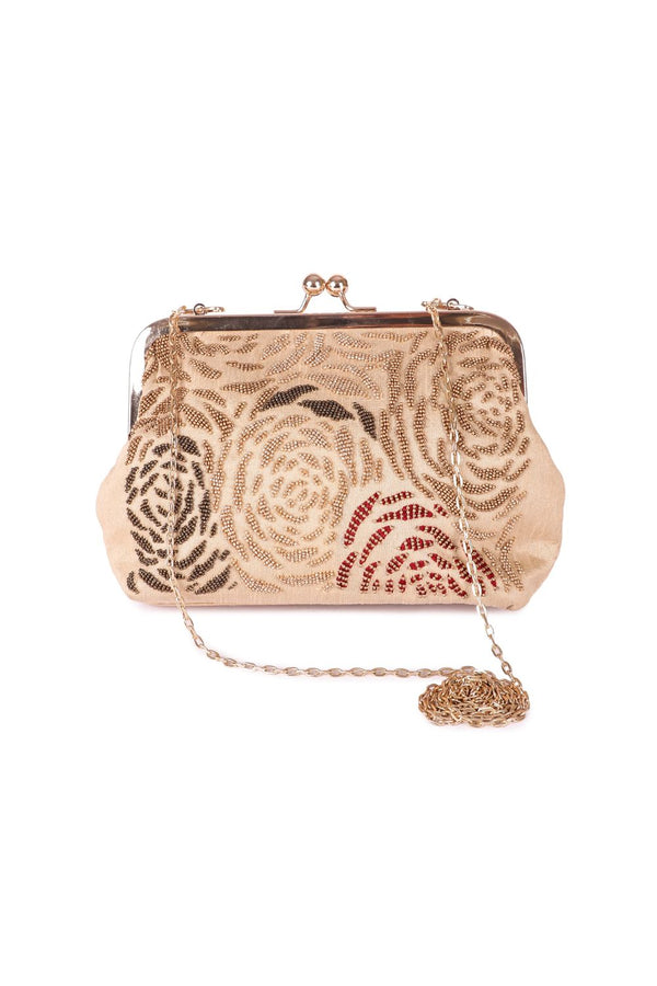 Beady roses batua clutch