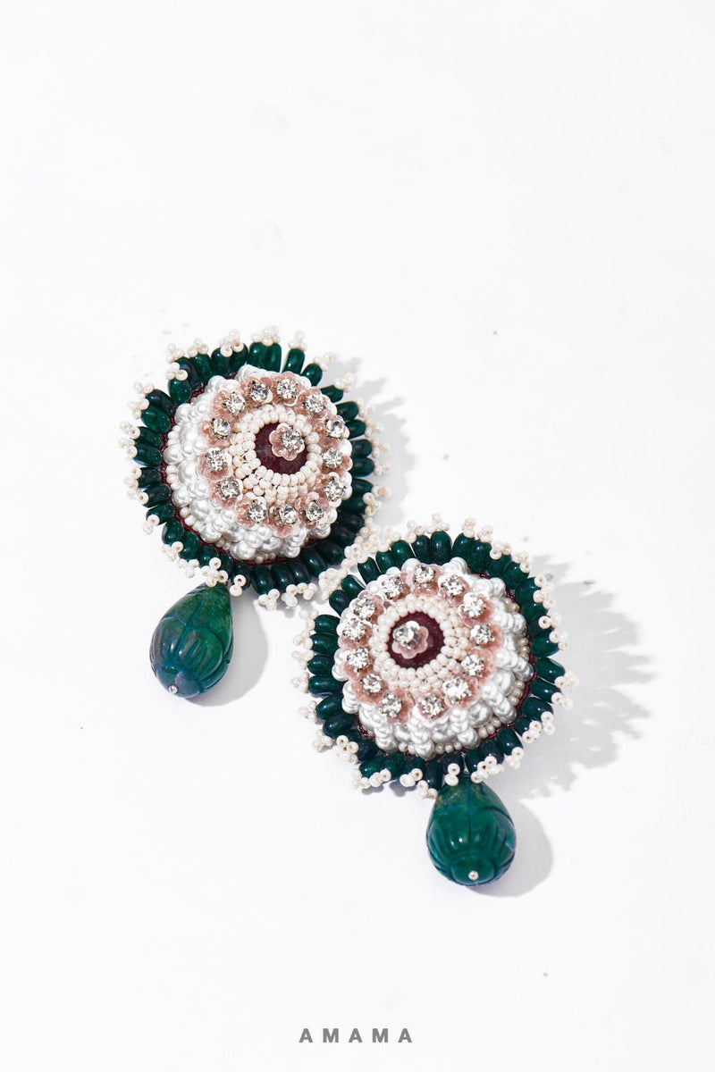 Conoidal Studs In Green Onyx