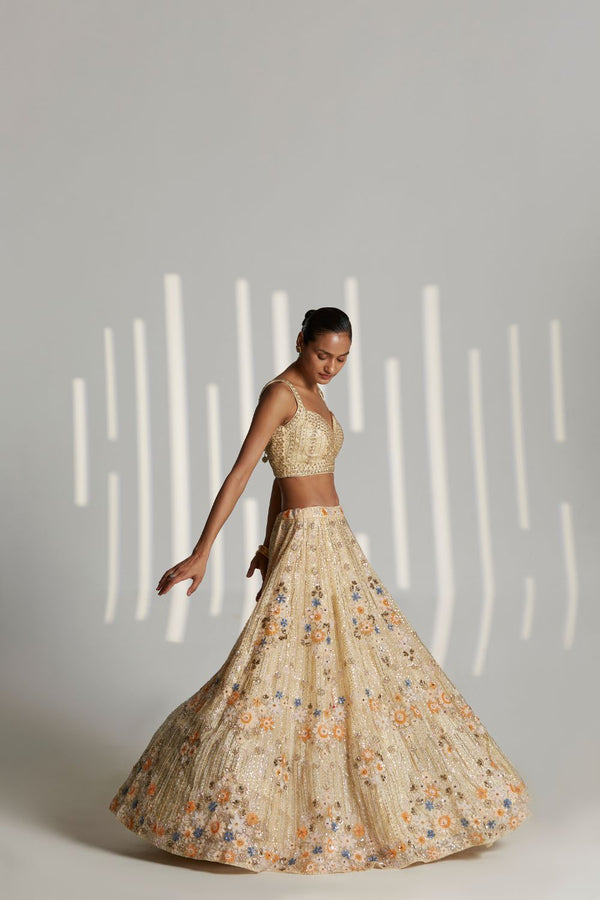 Gold Organza Lehenga Set