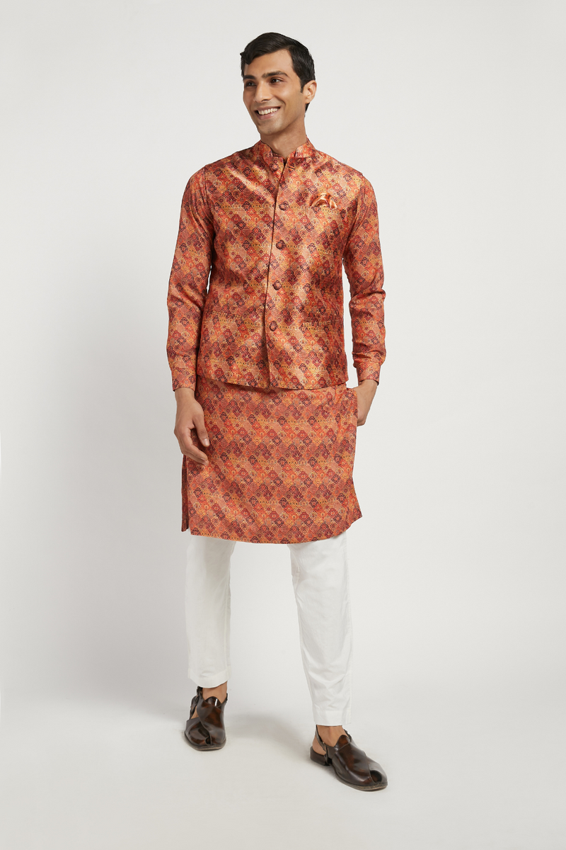 MENS KURTA W BUNDI W. CHURIDAR SET