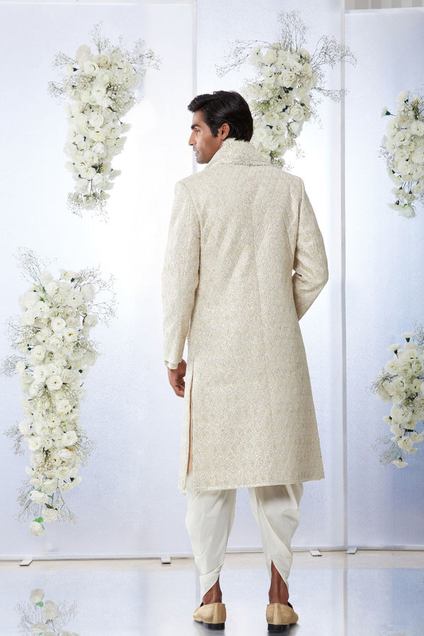 Soft Lemon & Pink Sherwani Set