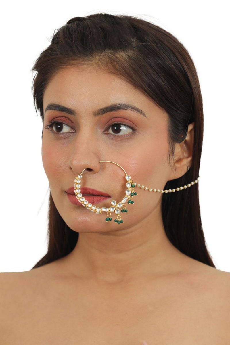 BRIDAL NOSERING WITH EMERALD GREEN DROPS