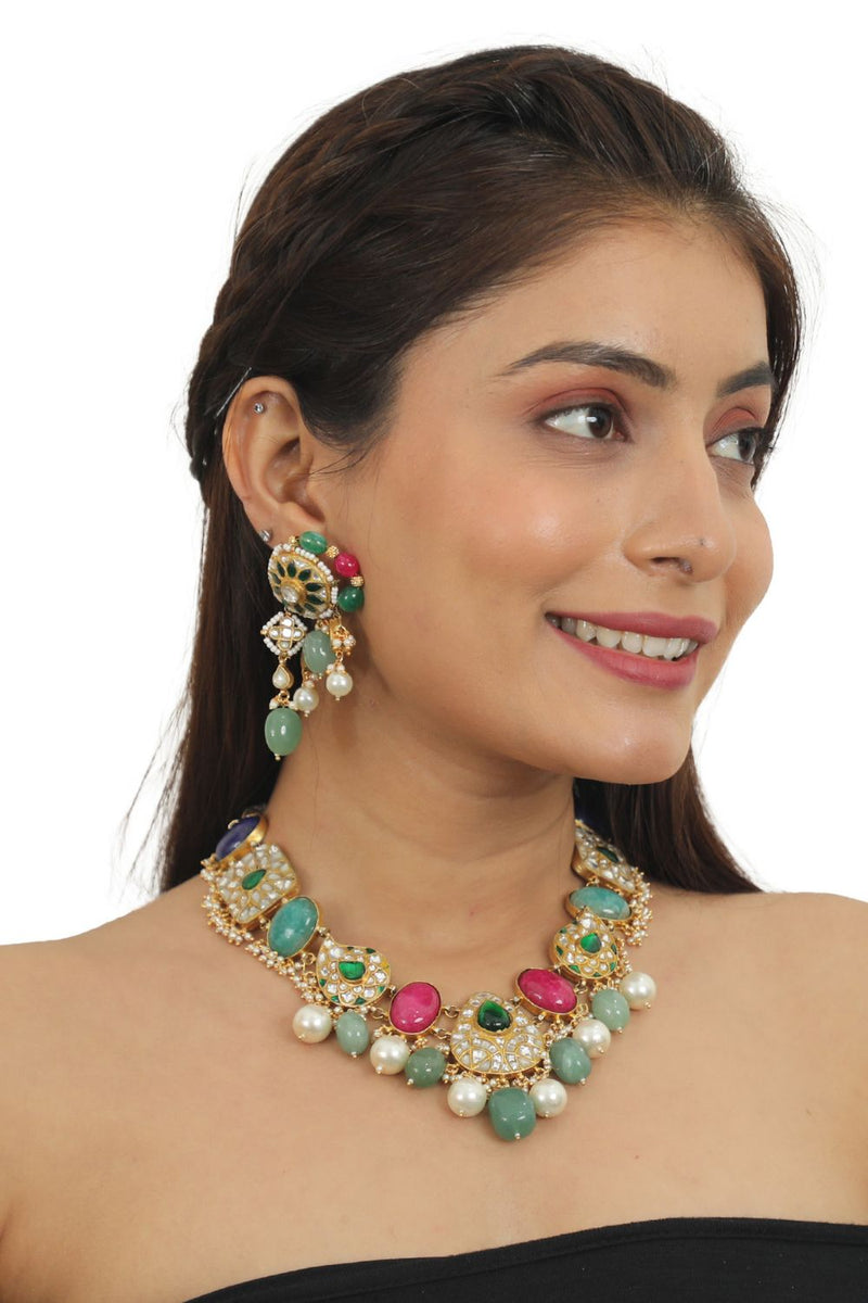 MULTICOLOUR TRADITIONAL NECKLACE SET