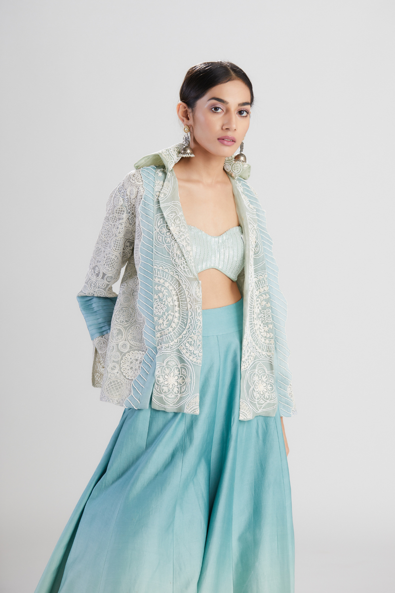 Noor aqua Vrit coat Set