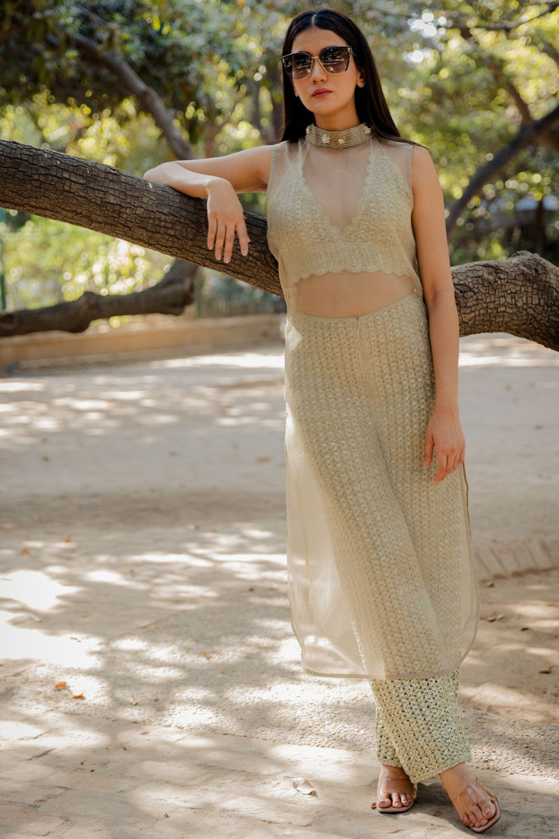 Light Olive Mesh Pant Set