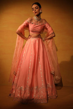 Peach pink lehenga set