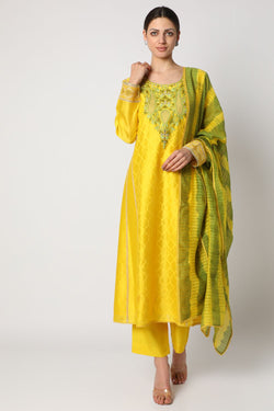 Yellow Embroidered Kurta Set