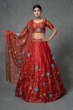 3 piece hand embroidered lehenga set