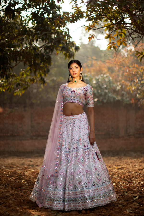 Off White Multiresham Lehenga Set