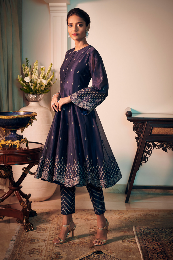 Midnight Blue Anarkali Set