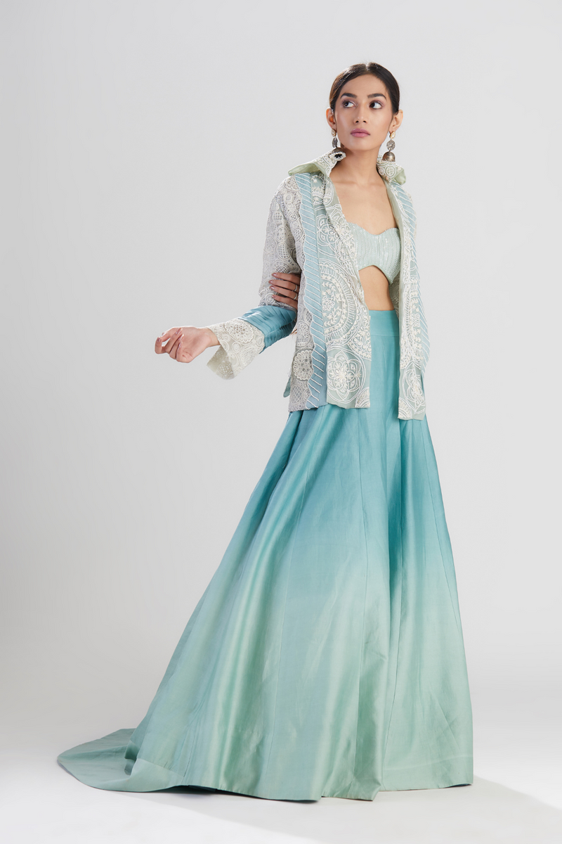 Noor aqua Vrit coat Set