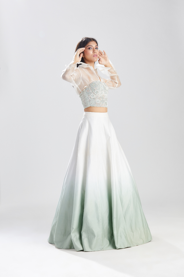 Noor Celadon Vrit Corset with Skirt