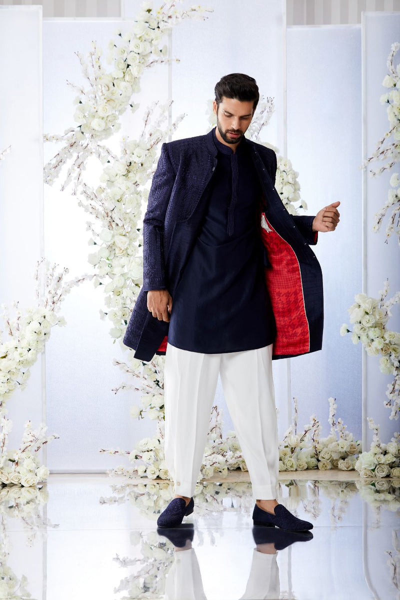 Midnight Blue Sherwani Set