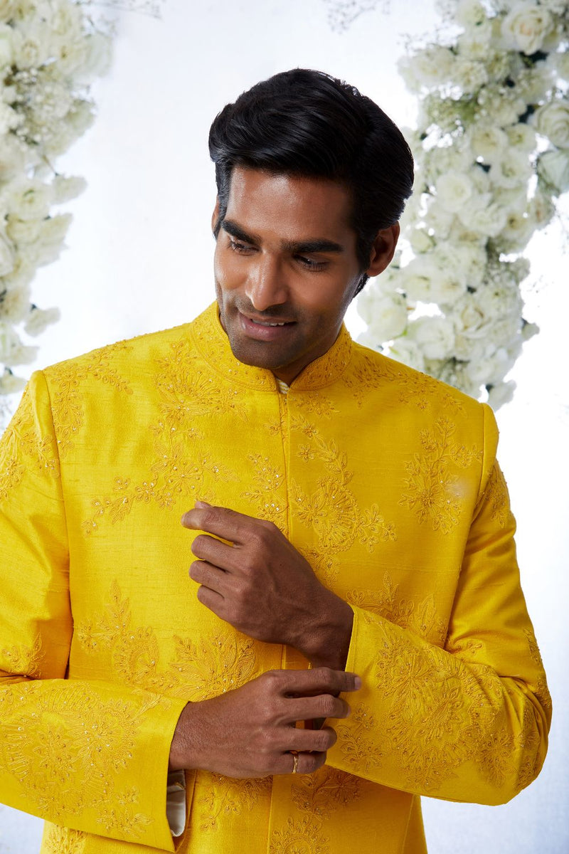 Sunset Yellow Sherwani Set