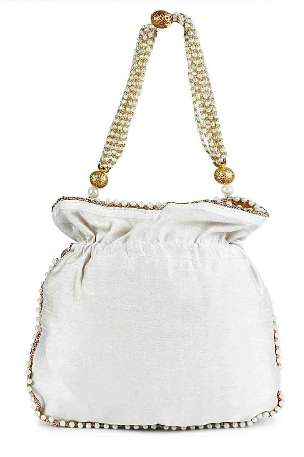 White pearly potli bag