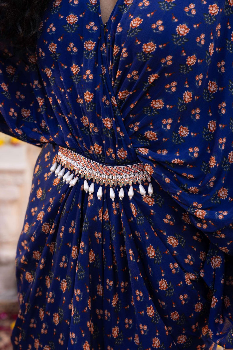 Royal Blue Printed Kaftan Dress