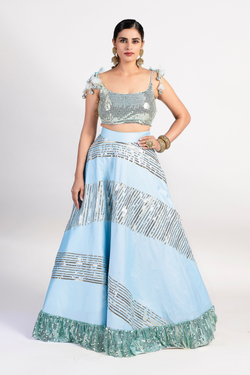 pretty ice blue  lehenga