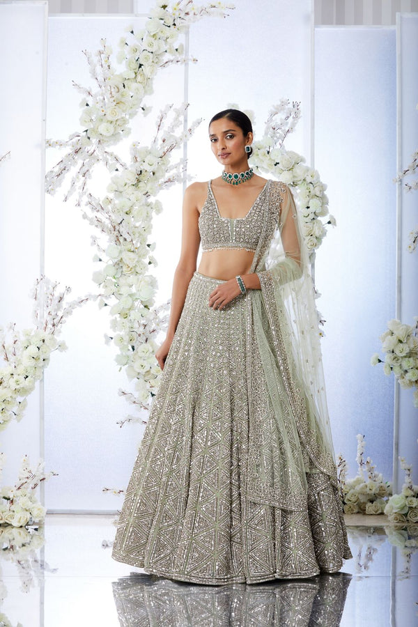 Sea Green Sequin Lehenga Set