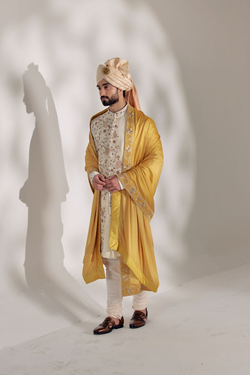 Ivory Ochre Sherwani Set