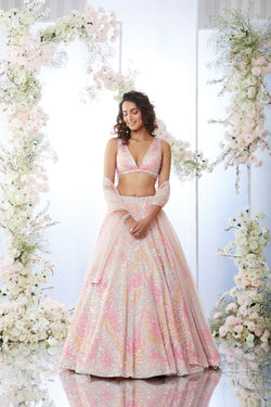 Candy Colour Sequin Lehenga Set