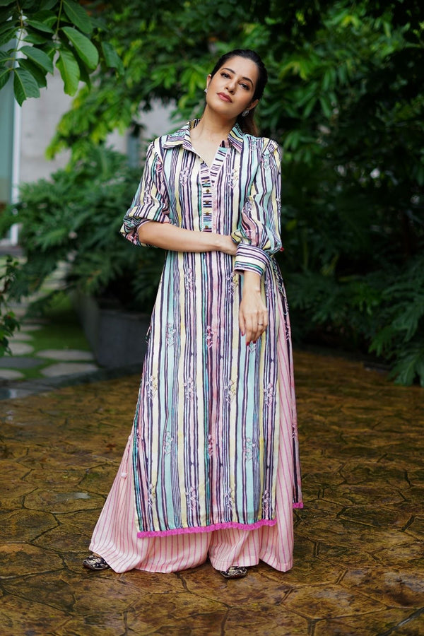 Multi strips kurta and pants