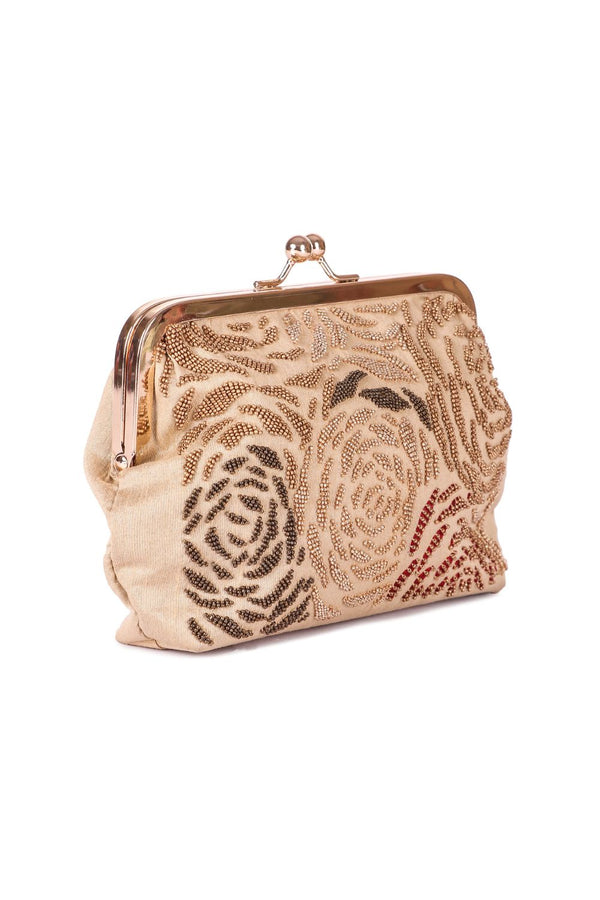 Beady roses batua clutch