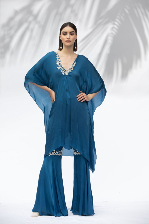 SAPHIRE BLUE KAFTAN TUNIC WITH GARARA SET