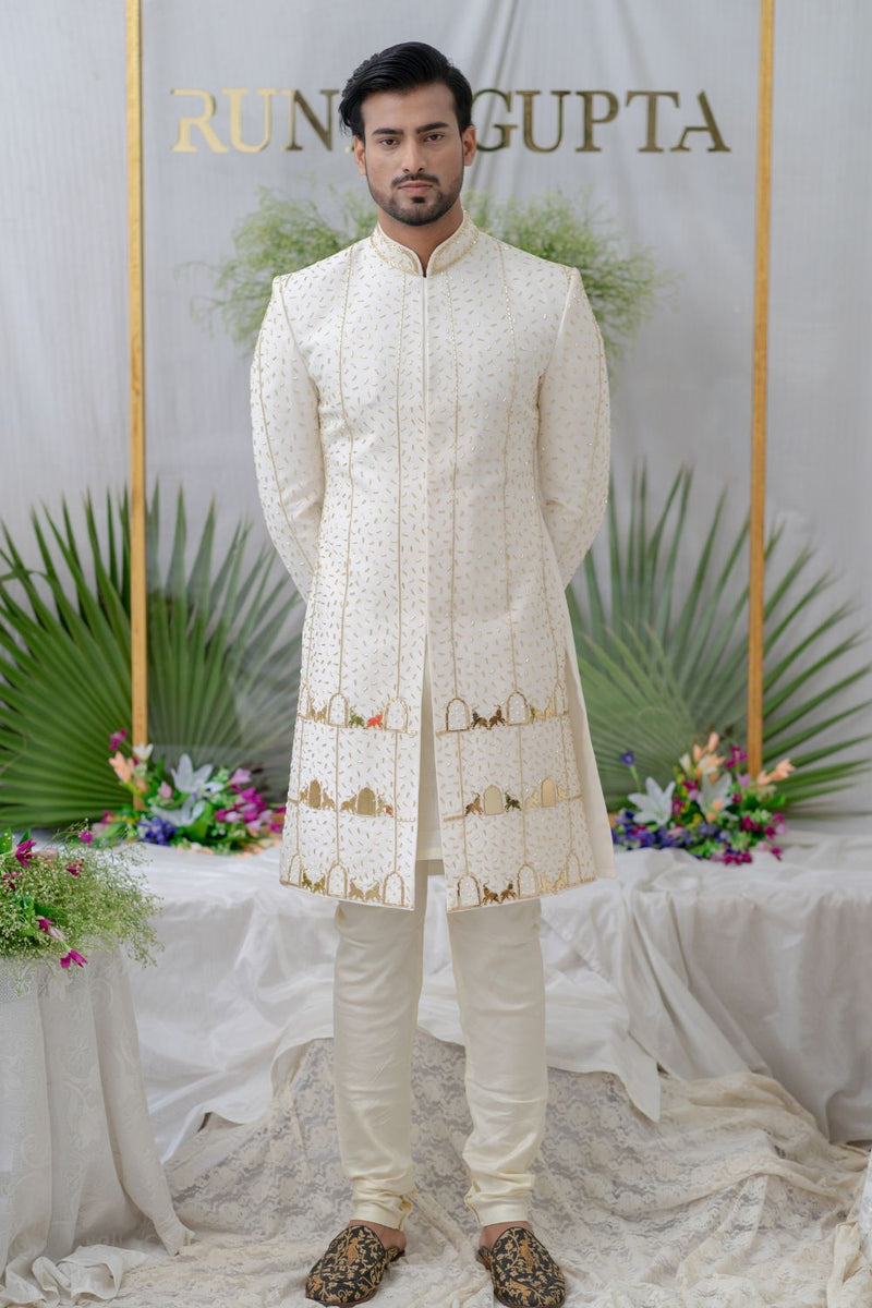 Amey Ivory Embroidered  Sherwani Set