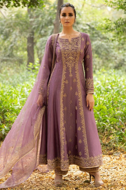 Lavendar embroidered anarkali set