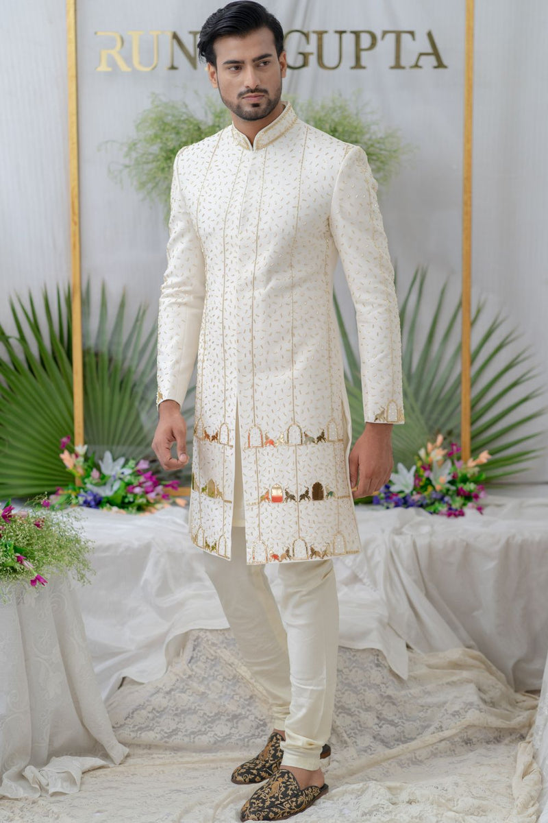 Amey Ivory Embroidered  Sherwani Set