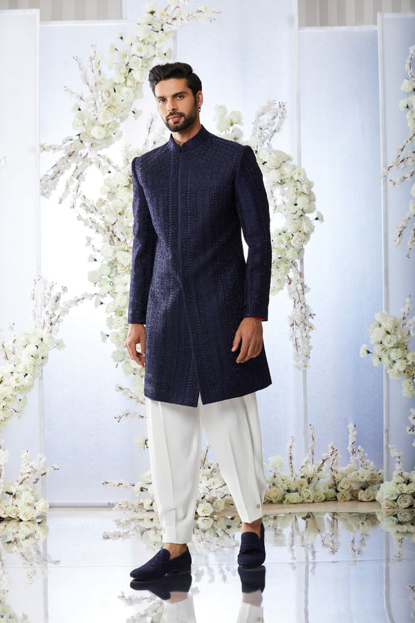 Midnight Blue Sherwani Set