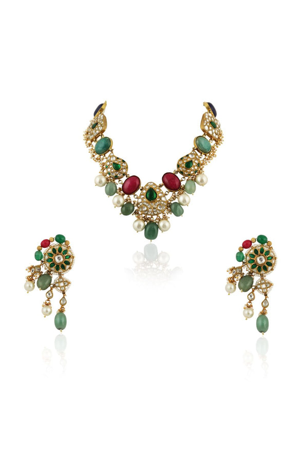 MULTICOLOUR TRADITIONAL NECKLACE SET