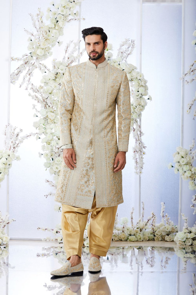 Two Tone Grey Sherwani Set