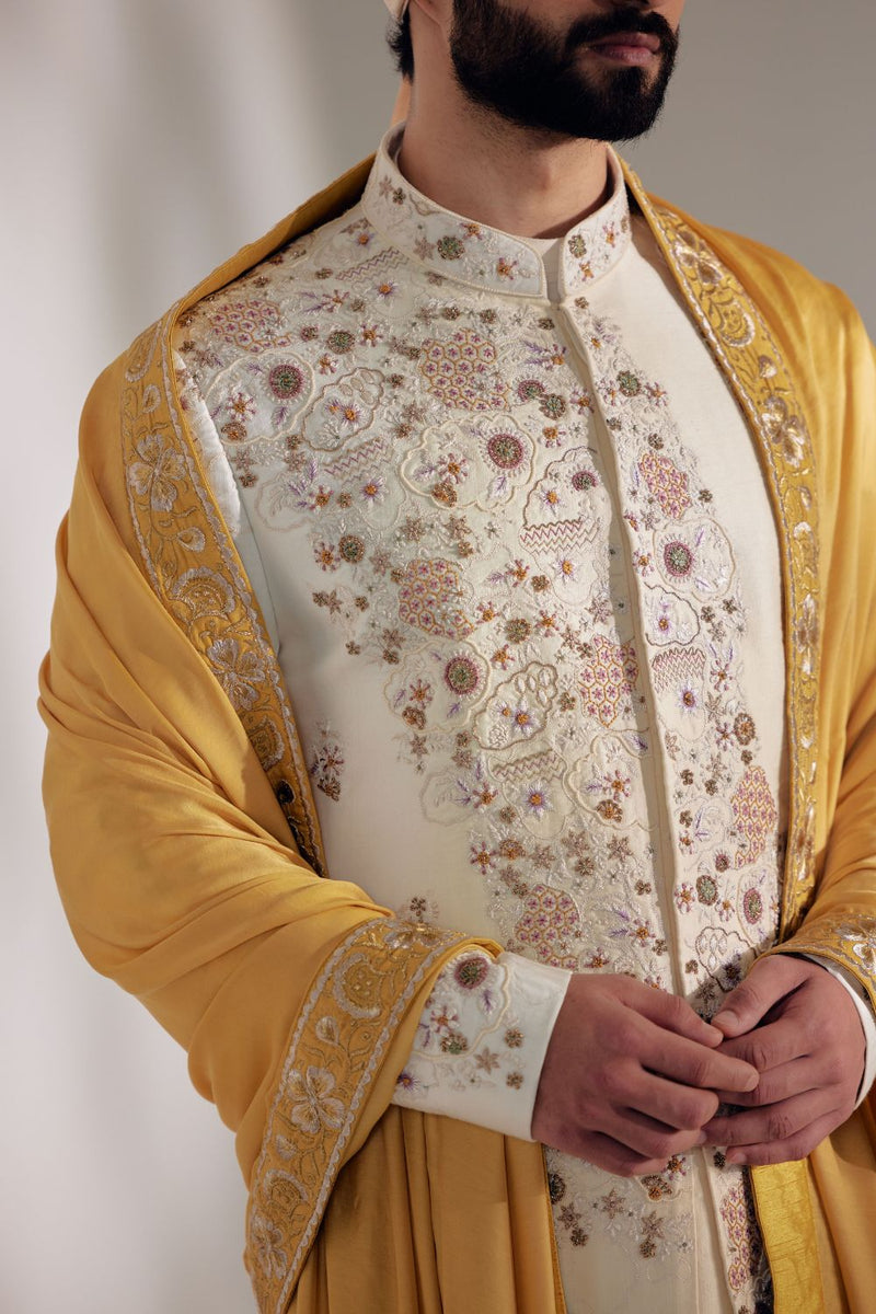 Ivory Ochre Sherwani Set