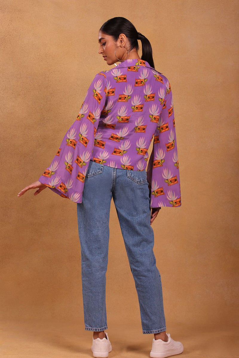 Lavender Record Bloom Knot Shirt