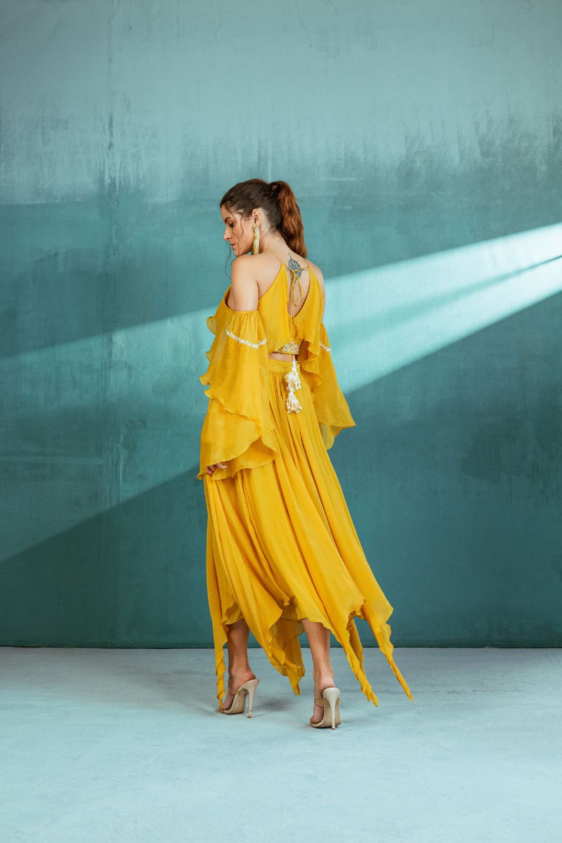 Mustard skirt set top