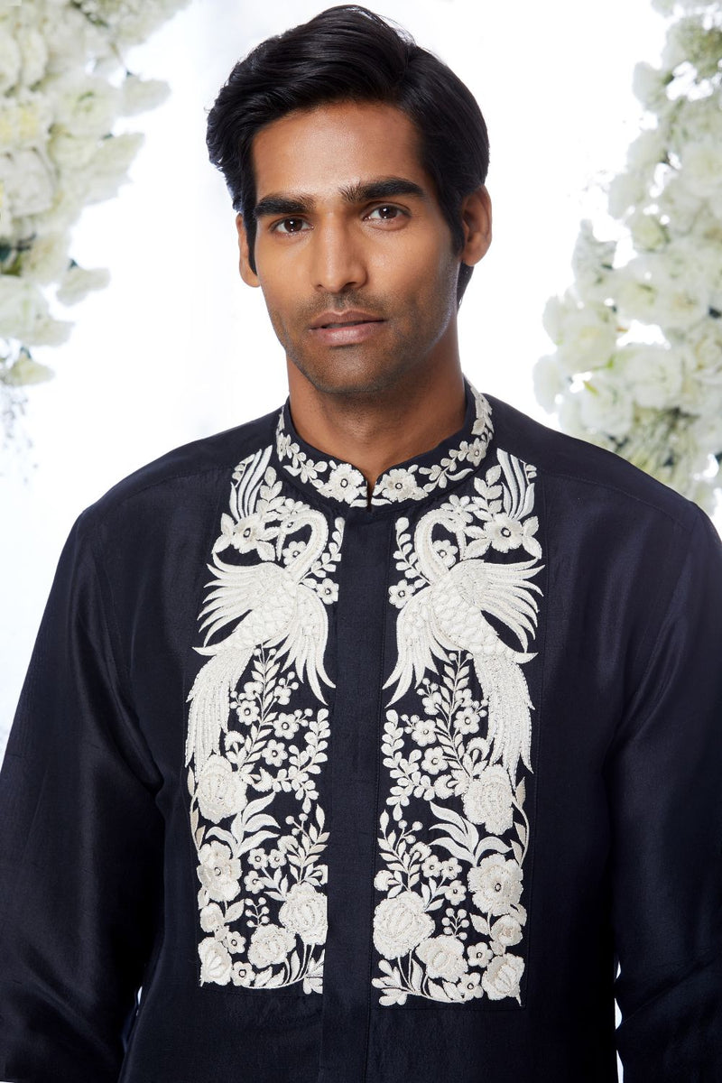 Black Silk Kurta Set