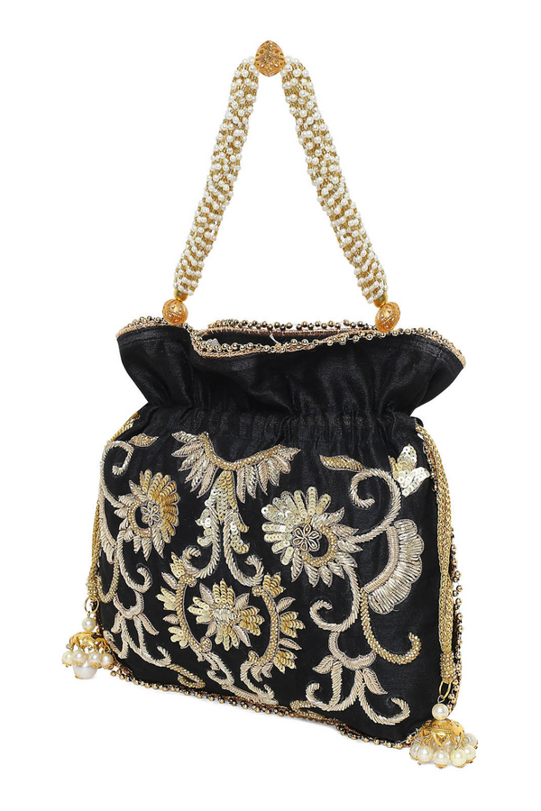 The Purple Sack - Pearlicious Velvet Embroidered Bag