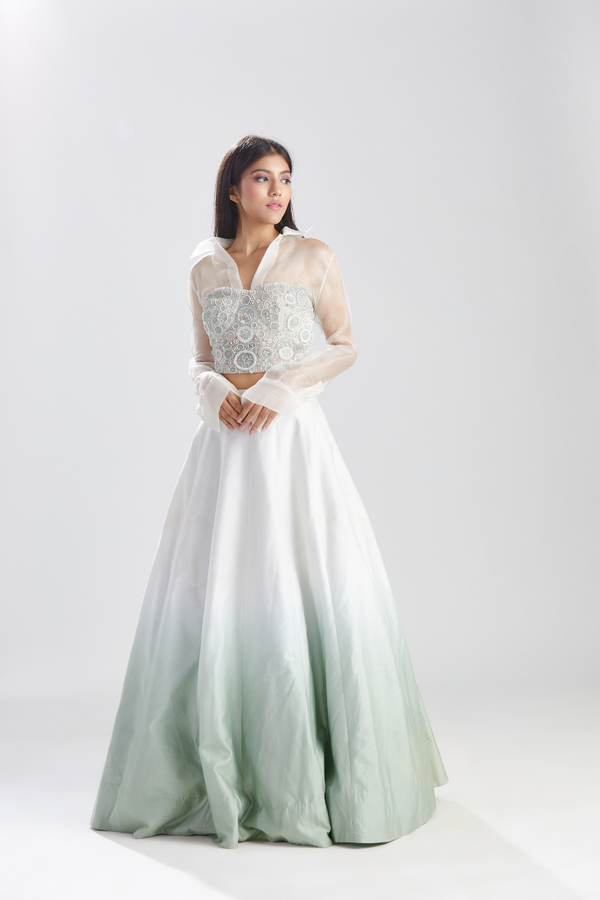 Noor Celadon Vrit Corset with Skirt