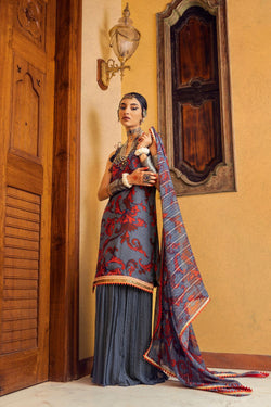 Blue Printed  & Embroidered Kurta set