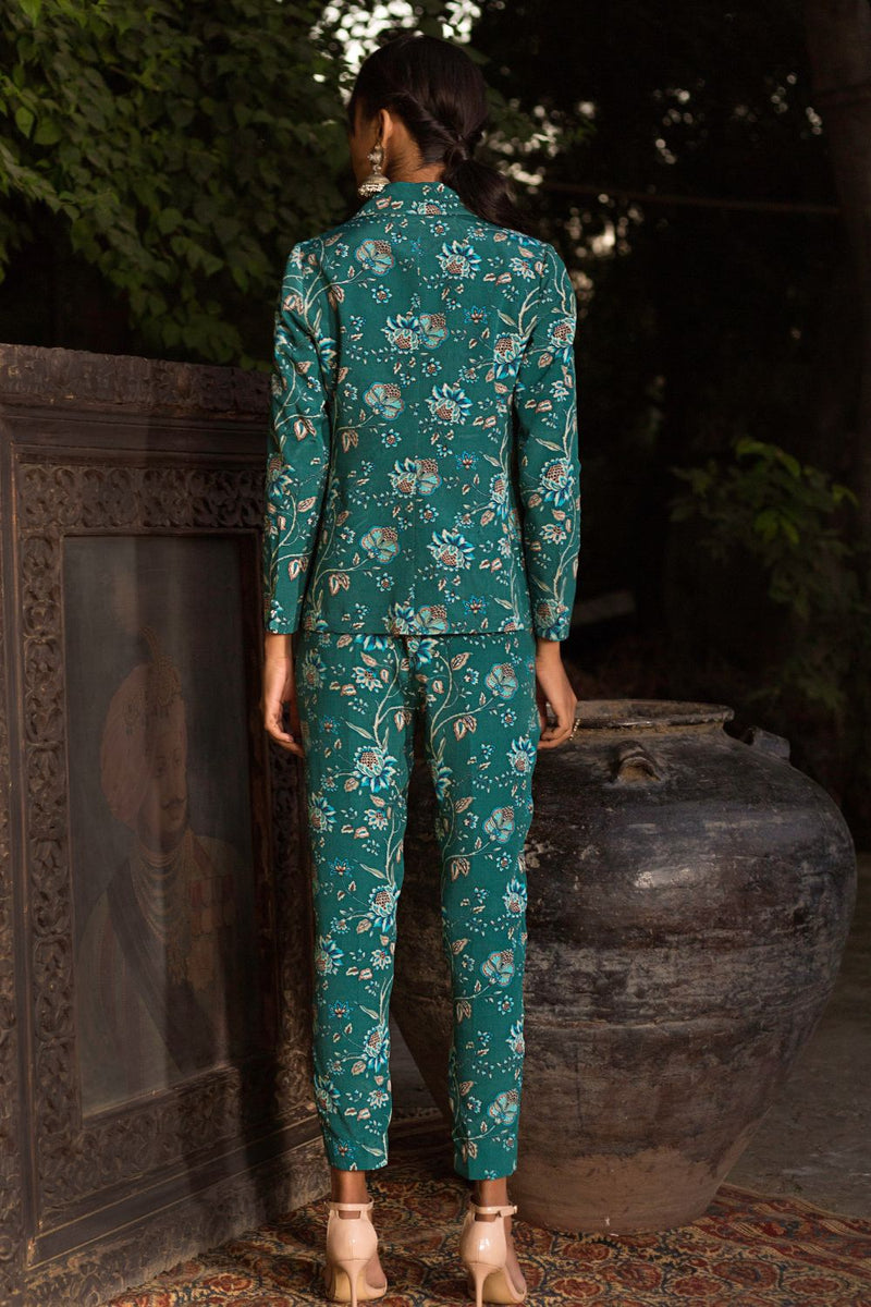 Teal Printed Pant Suit