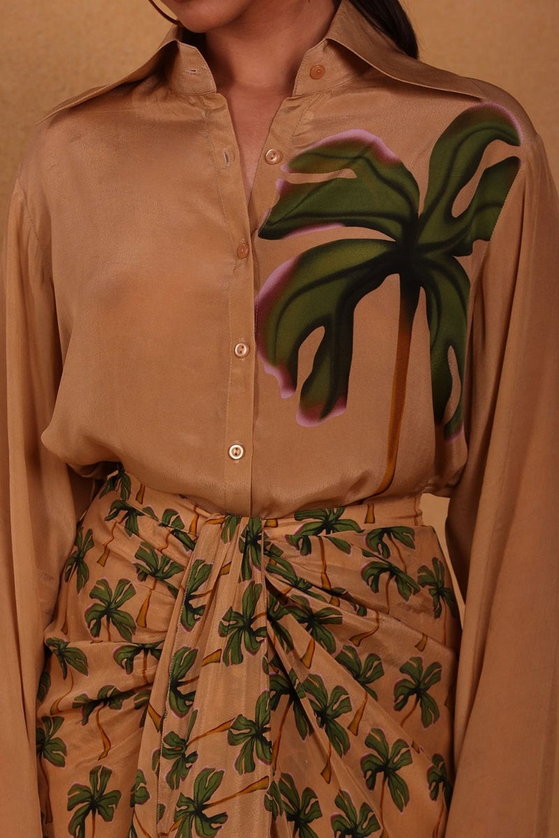 Tan Coco Drape Skirt Set