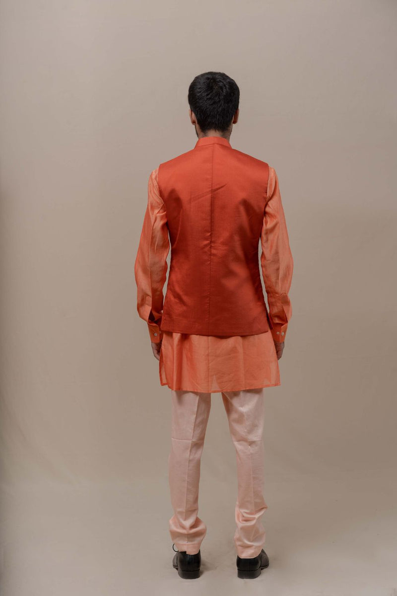 CARROT HANDQUILTED SILK HALF JACKET