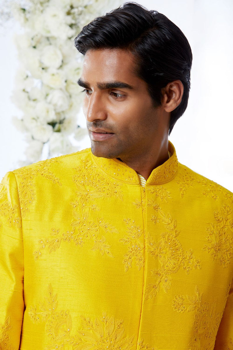 Sunset Yellow Sherwani Set