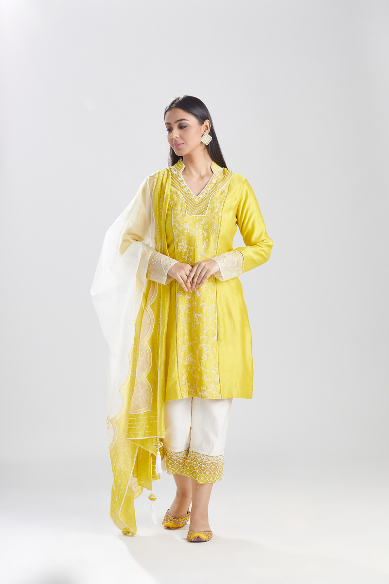 Lime Piyali Kurta set