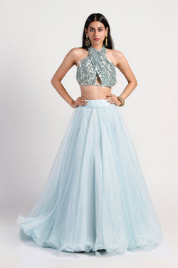 stunning ice blue ensemble Lehenga