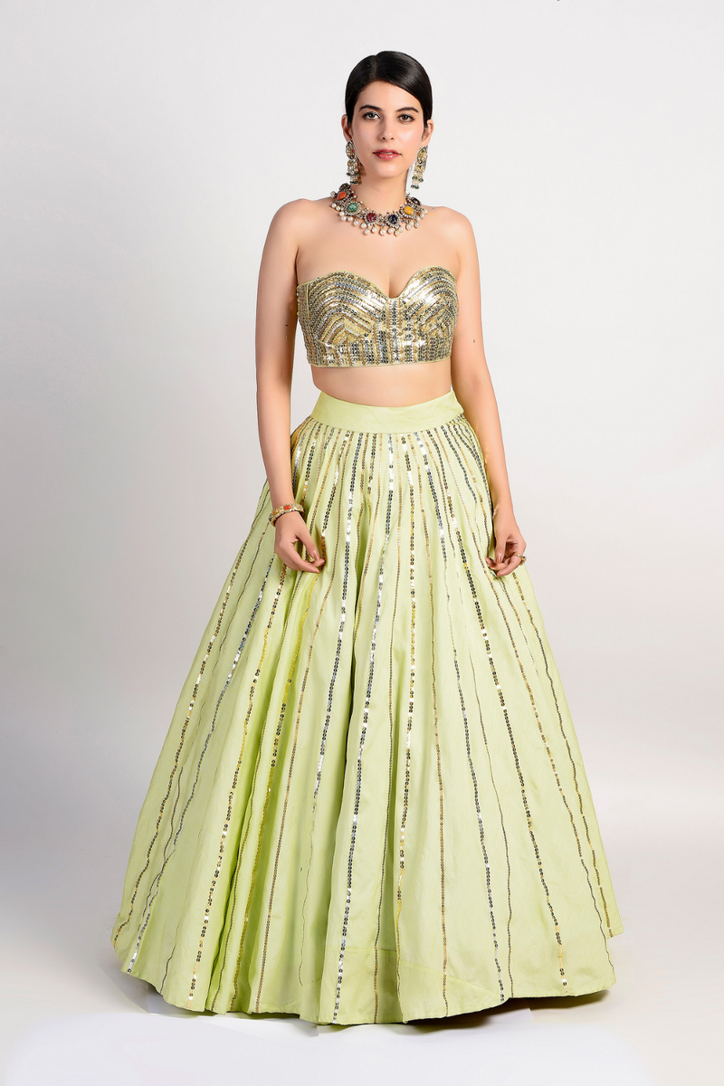 modern Lehenga silhouttes of a corset